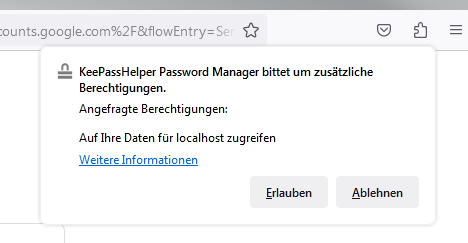 KeePassHelper konfigurieren localhost-Zugriff gewähren